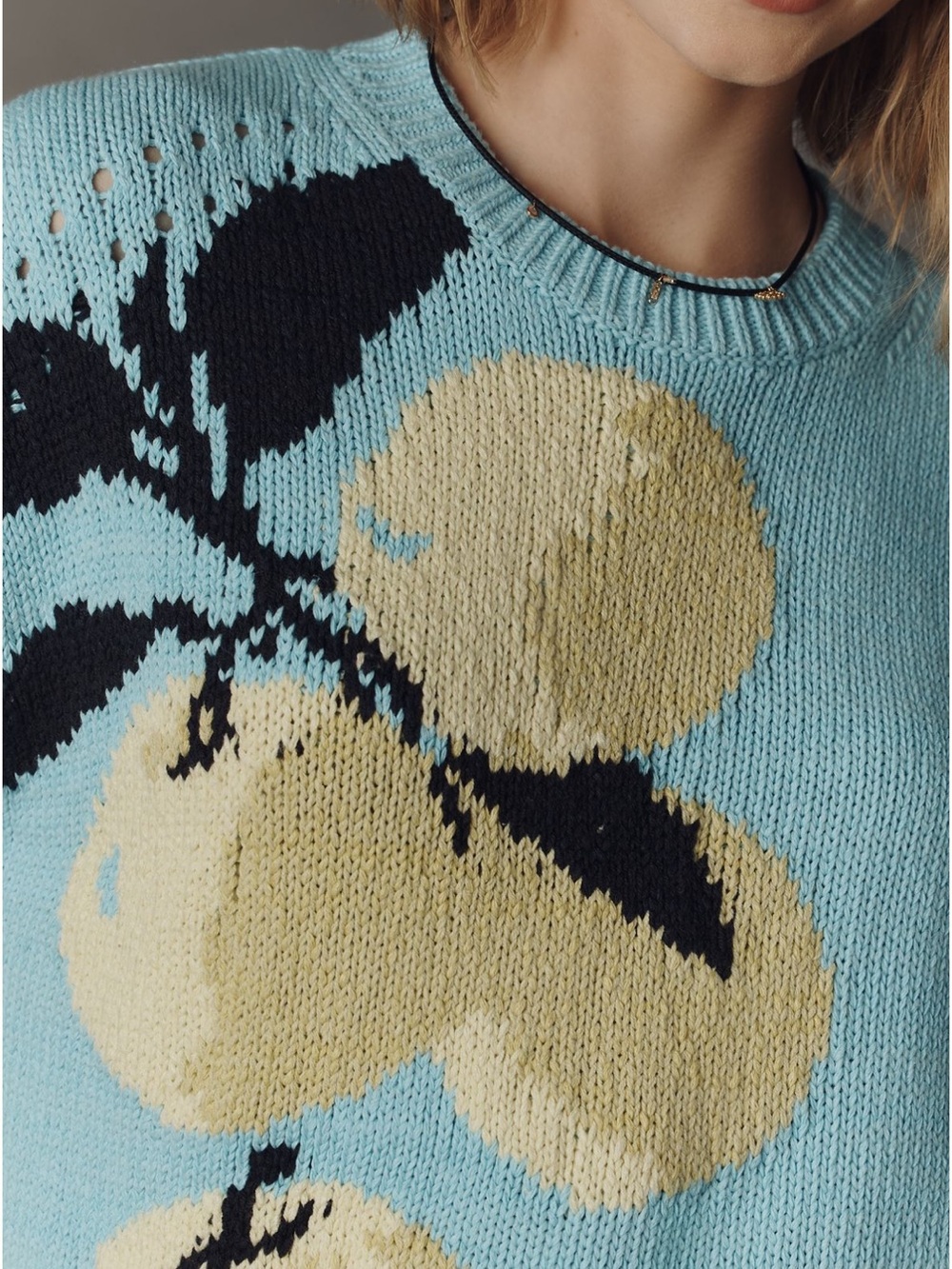 Maeve short-sleeved crew-neck veggie motif graphic sweater - green apple - Large - Picture 3 of 9